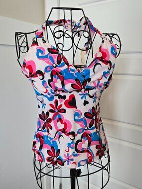 No Boundaries Retro Floral Halter Top (NWT)